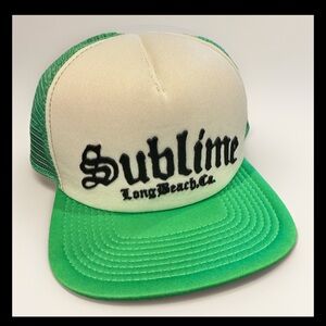 Sublime Long Beach CA Trucker Hat Green Mesh Baseball 2013 Adjustable